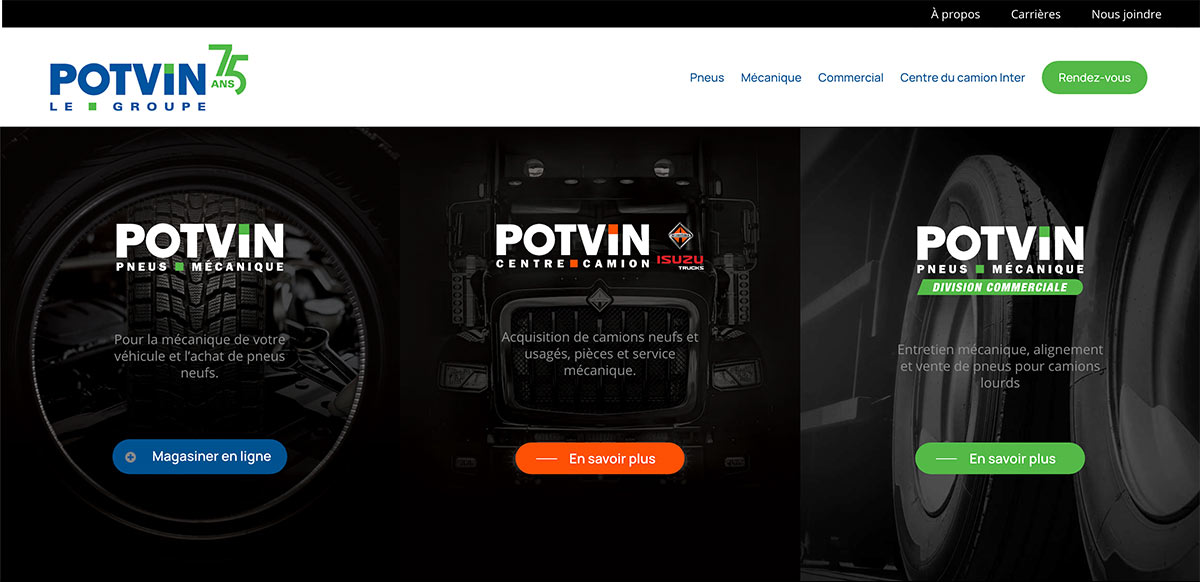 Site web Potvin le goupe