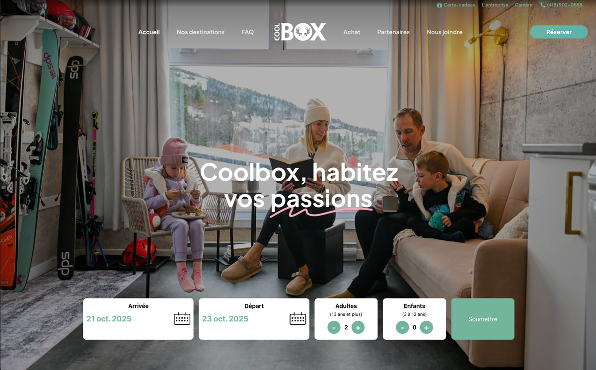 Page d'accueil du site Coolbox